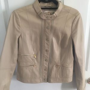Tory Burch Tan Leather Zip Up Jacket